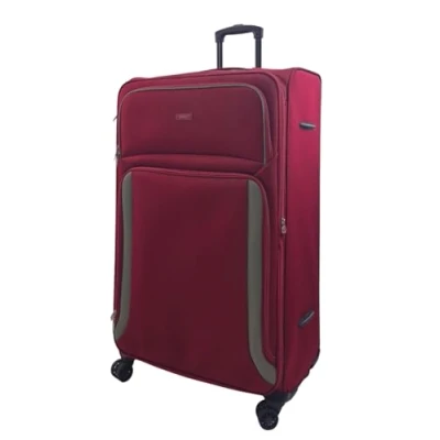 Image of Infinity Leather Unisex Soft Extra Large 8 Wheel Luggage Light Travel Suitcase Burgundy Size X