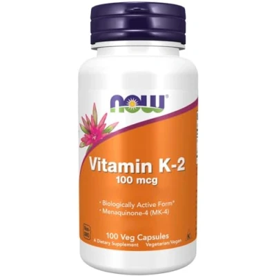 Image of Now Foods, Vitamin K2 MK 4, 100mcg, with Alfalfa Powder, 100 Vegan Capsules, Gluten Free, Vegetarian, SOYA GMO Free