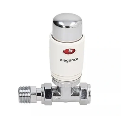 Image of Straight Thermostatic Radiator Valve Chrome White 15MM TRV EL