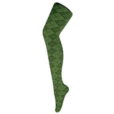 Image of Sock Snob Ladies Thick Coloured 80 Denier Opaque Patterned Winter Fashion Tights (8 14 UK 36&quot;/42&quot;, Argyle Light Khaki)