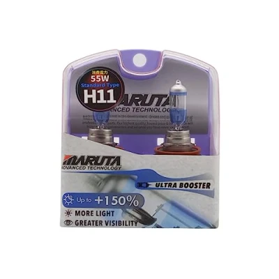 Image of MARUTA Ultra Booster H4 60/55 W + 150% Brightness, 3800 K Xenon Gas Car Headlight Bulbs with Quartz Glass and Road Legal (ECE Approval)