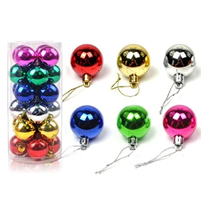 Image of 24 Pcs Christmas Baubles Tree Plain Glitter Xmas Ornament Ball Decoration 8cm Colourful