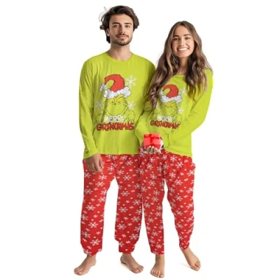 Image of The Grinch Pyjamas for Men and Women Pyjama Set Long Sleeve Top with Trousers green/red, XL