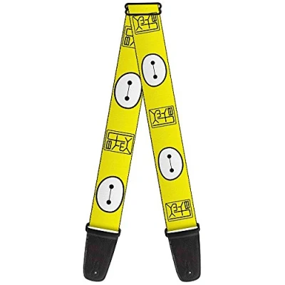 Image of Buckle Down Guitar Strap BAYMAX Hanko/Face Yellow/Black/White 2&quot; Wide 29 54&quot; Length