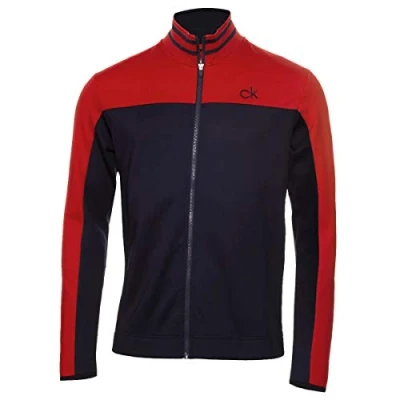 Image of Calvin Klein Mens Retro Performance Sweater Navy/Red XL