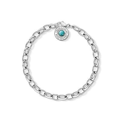 Image of THOMAS SABO Charm Bracelet Turquoise 925 Sterling Silver X0229 404 17 L19.5