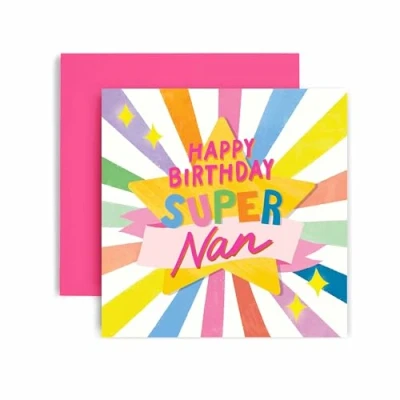 Image of Huxters Happy Birthday Card for Nan Her Super Star Pastel Gift 14.8cm (Nan Birthday)