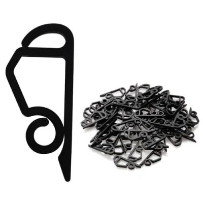 Image of ANGIX Christmas Gutter Hanging Hooks/Clips for Outdoor Xmas String Lights Sold (100 x Black)