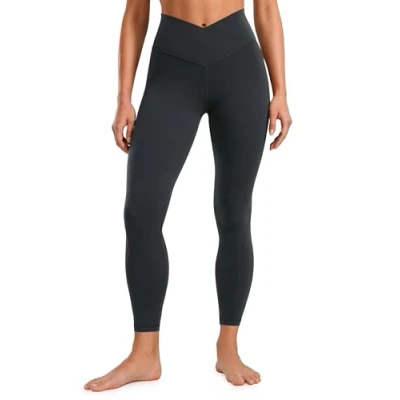 Image of CRZ Yoga Womens Butterluxe Cross Waist 25&#039;&#039; Workout Leggings V High Waisted Gym Soft Melanite 14