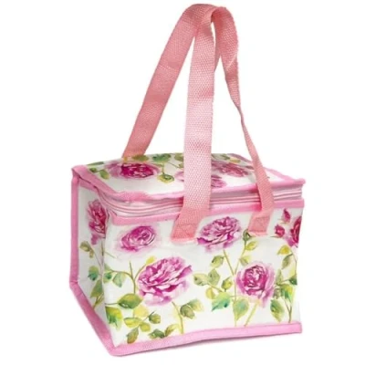 Image of The Leonardo Collection Insulated Lunch Bag Watercolour Rose Garden Design Statement Travel Accessory