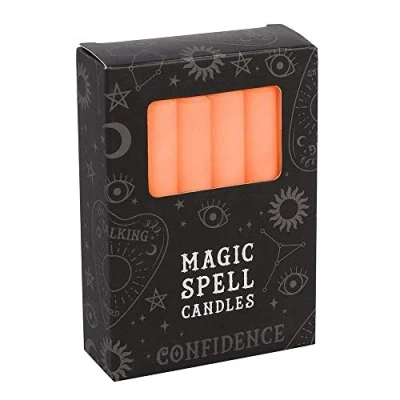 Image of Spirit of Equinox Magic Spell Candles Confidence Pack 12, Orange, 10.3 x 7.3 2.5 cms
