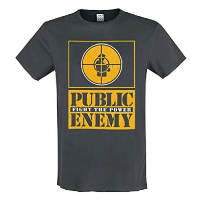 Image of Public Enemy Amplified Collection Yellow Fight The Power Men&#039;s T Shirt Grey Marengo Regular, Coal, S