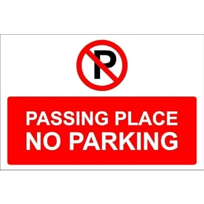 Image of Passing placem no parking 1mm flexible Plastic sign (200mm x 150mm)