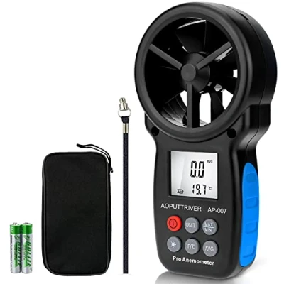 Image of Digital Anemometer Handheld AP 007 Wind Speed Meter Gauges for Measuring Speed/Temperature with Backlit and Max/Min/AVG Shooting, HVAC installation, CFM calculation, Duct vents