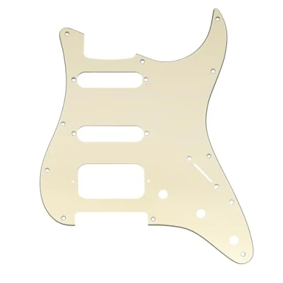 Image of Musiclily Pro 11 Hole Round Corner HSS Strat Guitar Pickguard for Uncovered Humbucker Style Electric Guitar, 3ply Cream