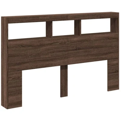 Image of vidaXL Headboard Cabinet with LED Brown Oak 160x17x102 cm