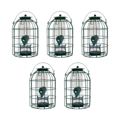 Image of Pack of 5 Wild Bird Seed Feeder Cage with Squirrel Guard