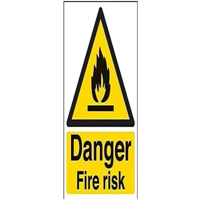 Image of V Safety Danger, Fire Risk Warning And Flammable Sign 150mm x 200mm Self Adhesive Vinyl