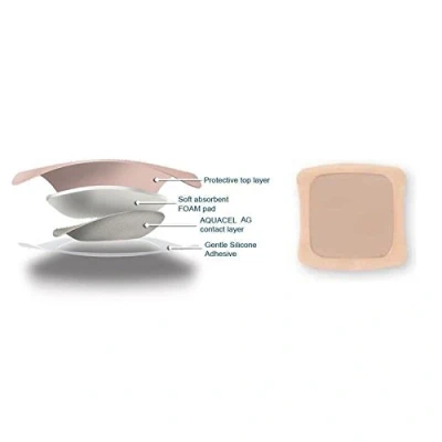 Image of Aquacel AG Foam Adhesive Dressings 8cm x x5 420805