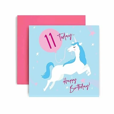 Image of Huxters 11th Birthday Card Unicorn Cards for Girls Magical Happy Son or Daughter Brother Sister Friend Envelope (11th)