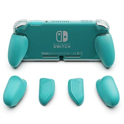 Image of Skull &amp; Co. GripCase Lite: A Comfortable Protective Case with Replaceable Grips [to fit All Hands Sizes] for Nintendo Switch Lite [No Carrying Case] Turquoise