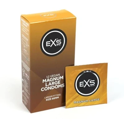 Image of EXS Magnum Condoms Natural Latex &amp; Silicone Lubricated Large Size Vegan 48 Pack
