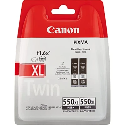 Image of Canon PGI 550 XL TWIN Pack of 2 cartridges (2x Black XL) Genuine (Plastic Pack)