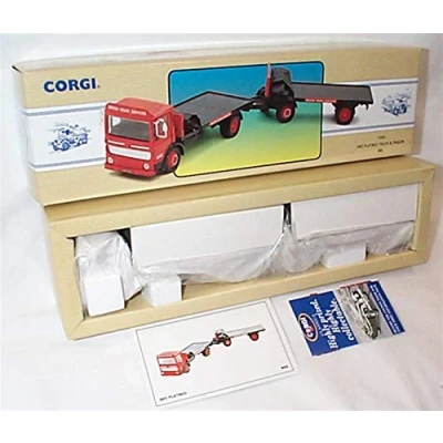 Image of Corgi classic british road services AEC flatbed truck &amp; trailer lorry 1.50 scale limited edition diecast model