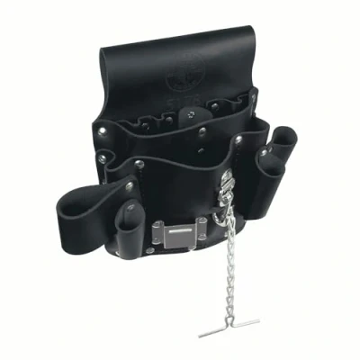 Image of Pocket Tool Pouch, Leather, Tunnel Loop Belt Connection, Black