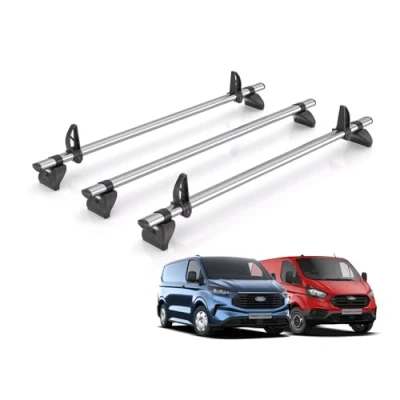 Image of Rhino Roof Rack for Ford Transit Custom 2013+ [Only Suitable Standard (H1) Models] 3 Bars + Loadstops TB3FL/KLS2