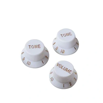 Image of Alnicov Guitar Control Knobs 1 Volumn 2 Tone Fits Metric Pots Compatible For Fdstrat Stratocaster Style Electric Parts. (White)
