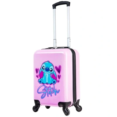 Image of Disney Stitch Hard Shell Suitcase, 49.5 x 32 21cm, 28L Capacity, 4 Spinner Wheels Travel Essentials (S/49.5cm 28L, Pink)
