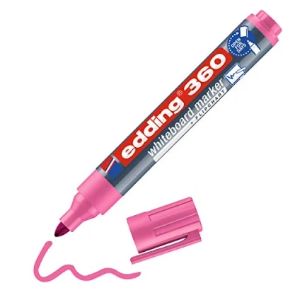 Image of edding 360 whiteboard marker pink 1 pen round tip 1.5 3 mm dry wipe for whiteboards, flipcharts, pinboards, magnetic and memo boards sketchnotes