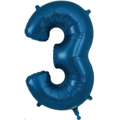 Image of 34&quot; Navy Number 3 Foil Balloon