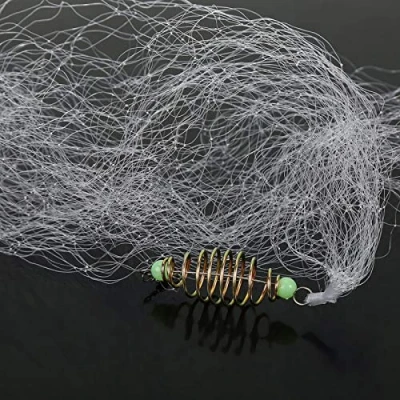 Image of Keenso 4pcs Nylon fishing Cast Mesh, Durable Copper Spring net with Luminous Beads Accessories For Night Fishing(7#)