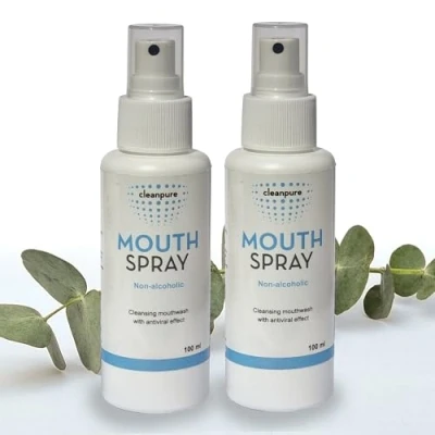 Image of Cleanpure Antiviral Mouth Spray 100ml, Protect Teeth &amp; Gums, Reduce Bad Breath, Dry Relief, Antifungal, Natural Mouthwash Non Alcoholic (2 Pack)