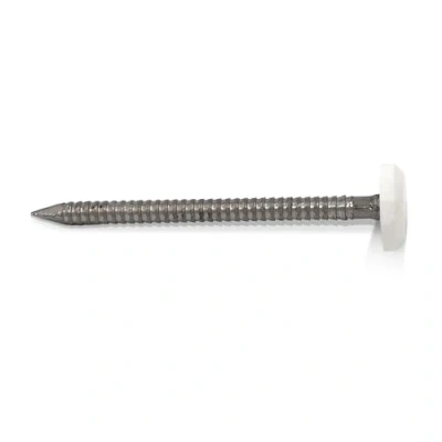 Image of 25 x Large White 50mm UPVC Poly Top Pins Nails Plastic Headed Fascia Fixings
