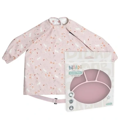 Image of BIBaDO Silicone Suction Divider Plate (Blush) Toddler Plates Help Develop Motor Skills Durable, Dishwasher &amp; Microwave Safe, BPA Free Medical Grade Baby Essentials 6 Months to 3 Years