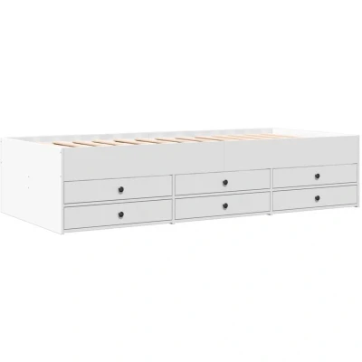 Image of vidaXL Daybed with Drawers without Mattress White 100x200 cm