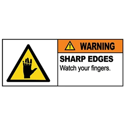 Image of 2 x Warning SHARP EDGES Sign Removable Self Adhesive Waterproof Durable Vinyl Label Sticker 225mm 106mm