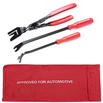 Image of UTSAUTO 3 Pcs Clip Pliers Set &amp; Fastener Remover Auto Trim Removal Tool Kit Upholstery Combo Repair with Storage Bag for Car Door Panel Dashboard