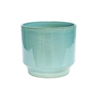 Image of Ivyline Planter, Stoneware, Aqua, 15.5 x 17cm