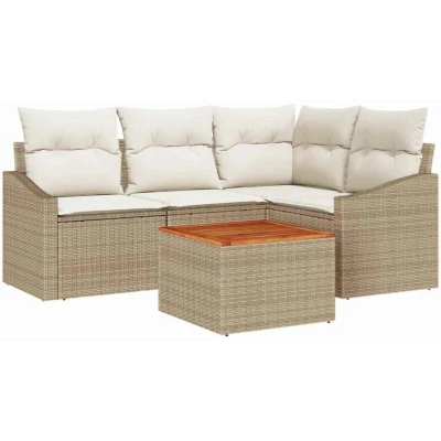 Image of vidaXL Garden Sofa Set 5 pcs Beige, white 55 x 37 cm