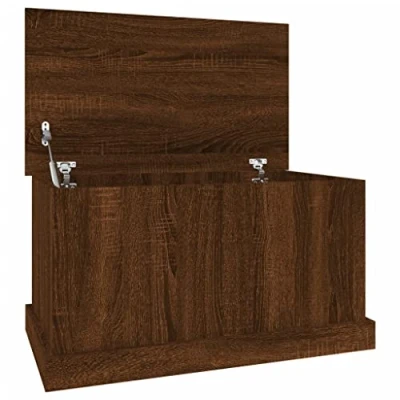 Image of vidaXL Brown Oak Engineered Wood Storage Box Spacious, Versatile Home Solution, also Serves as a Table Measures 70x40x38 cm.