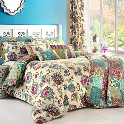 Image of Dreams and Drapes Marinelli Easy Care Duvet Cover Set, Single Bed Size, Teal Bedding