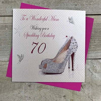 Image of white cotton cards &quot;To A Wonderful Mum Wishing You Sparkling Birthday Handmade Card, PD43 70
