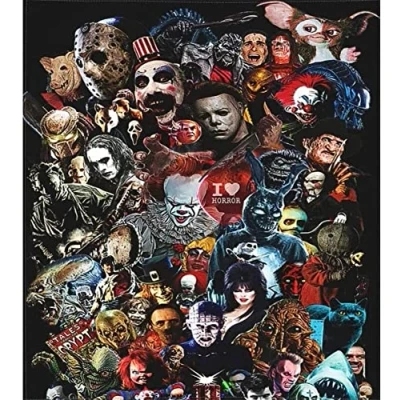 Image of WANGMAOMAO Paint by Numbers Kits 40cm x 50cm Canvas DIY Acrylic Painting for Adults and Kids with Paints Brushes Card Sized Magnifier Horror Movie Characters Frameless