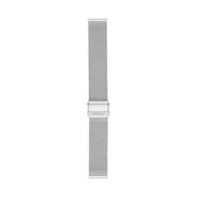 Image of Fossil Women&#039;s 12 mm LiteHide Leather Silver Watch Strap S181376, silver, 18 mm, Casual
