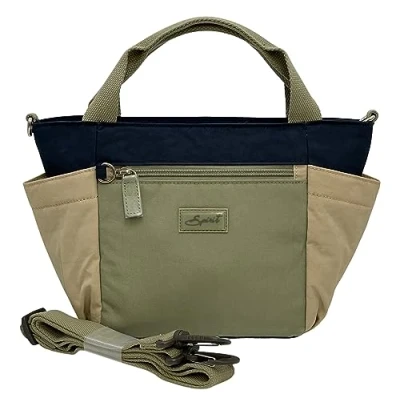 Image of Spirit Medium Lightweight Grab Shoulder Water Resistant Holiday Travel Day Bag 6812 (Navy/Stone/Sage)