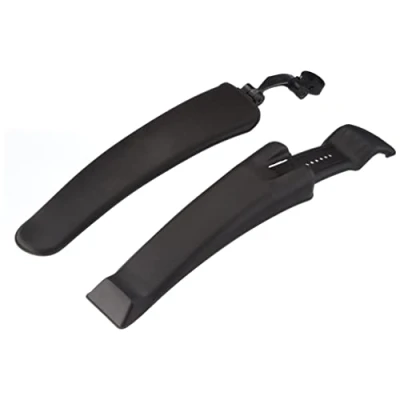 Image of Fischer Bicycle MTB splash guard set, front and rear, screw on, with angle adjustment, wide design, black, 24 26 inches